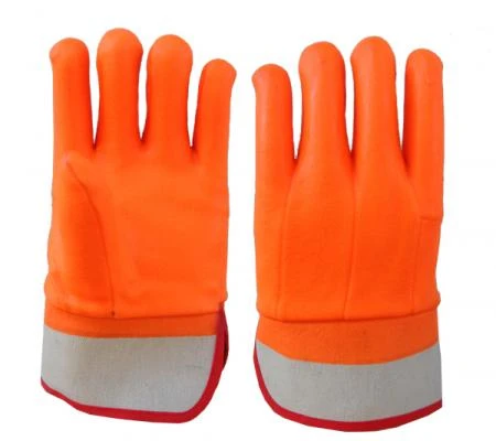 Safety Orange PVC Coated Gloves waterproof 28cm