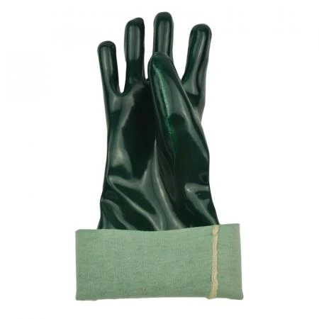 Green PVC Dipped Gloves interlock liner 16inch