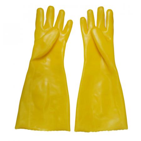 Guantes recubiertos de PVC de acabado liso lino de algodón 45cm