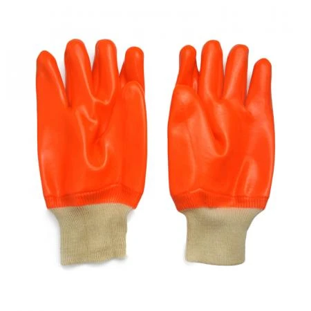 FLUORESCENT ORANGE PVC CHEMICAL RESISTANT GLOVES MEN'S 