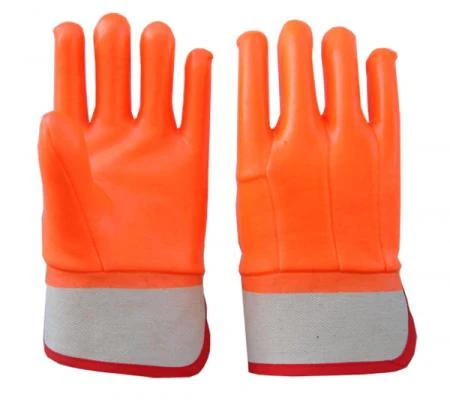 Fluorescent PVC waterproof chemical protective work gloves