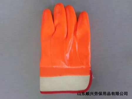 Fluorescent Orange PVC Gloves