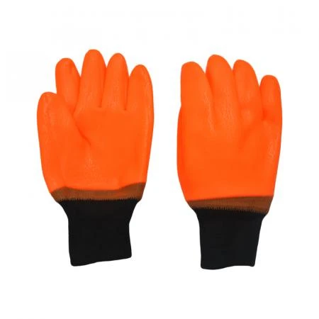 Cold Weather Hi Vis Orange PVC Coated Insulated Gloves