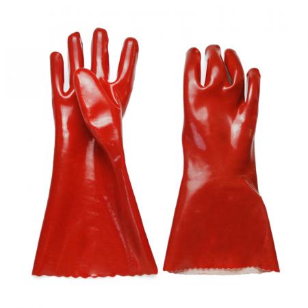 Guante de PVC Codo de Palma Lisa Rojo 35CM