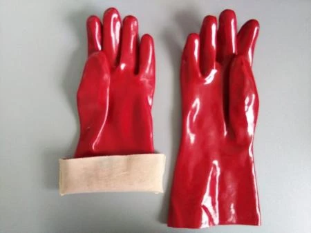 PVC Coating  Red Cotton Interlock Smooth PVC Coated Gloves