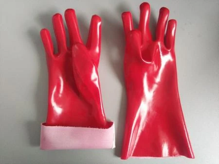 long cuff waterproof blue PVC coated gloves