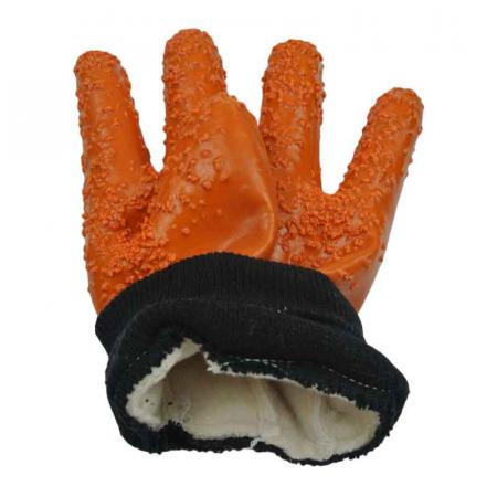 Braune PVC beschichtete Handschuhe PVC Chips auf der Handfläche