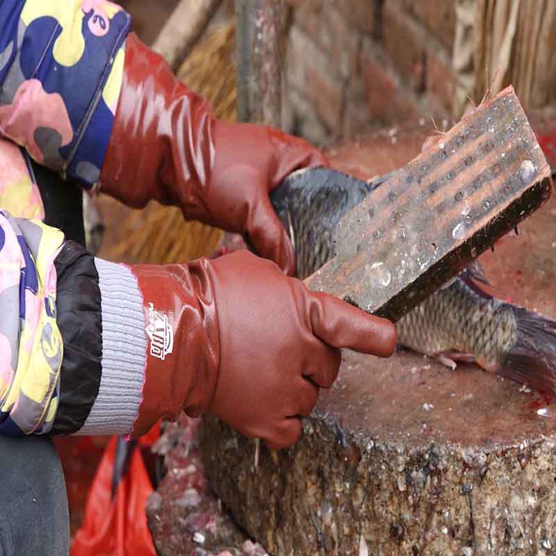 Коричневый Рыбалка ПВХ покрытые перчатки