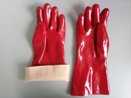 Langbaumwollfutter PVC beschichtete lange Arbeitshandschuhe