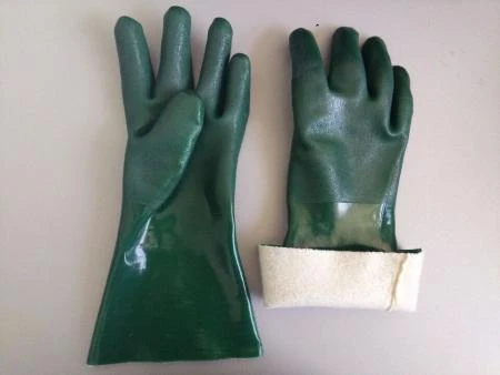 green Cotton Liner PVC Sandy Coated Work Glove