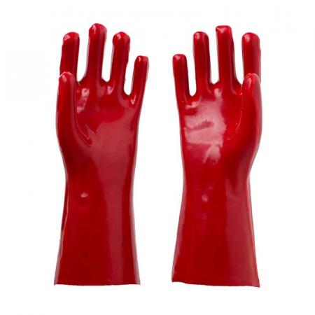 Guantes a prueba de químicos de PVC rojo