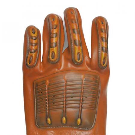 Guantes recubiertos de PVC marrón con TPR