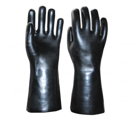 Pri Acid Alkali Oil Resistente wasserdichte PVC beschichtete Schutzhandschuhe mit Baumwollfutter Sicherheitsarbeitshandschuhe